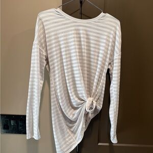 lululemon white/sheer Striped Long-Sleeve Knot Front Top